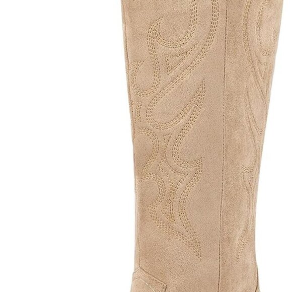 Women Cowboy Boots Knee High Rhinestone Faux Suede Western Tall Size 7.5